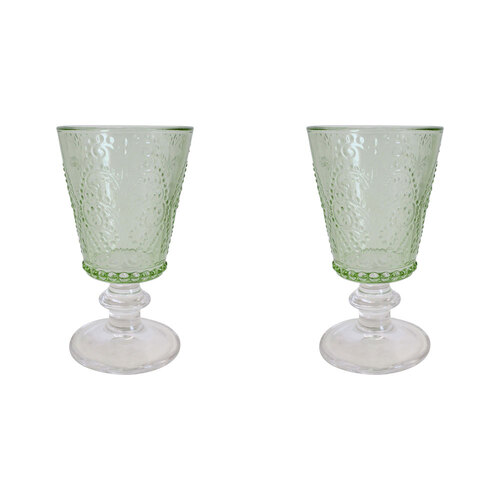 2PK LVD Stemmed 16cm Red Wine Glass Drinking Cup - Apple Green