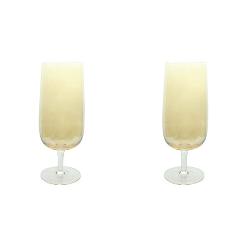2PK LVD Stemmed Buff 18.5cm Beer Glass Drinking Glassware Cup - Yellow