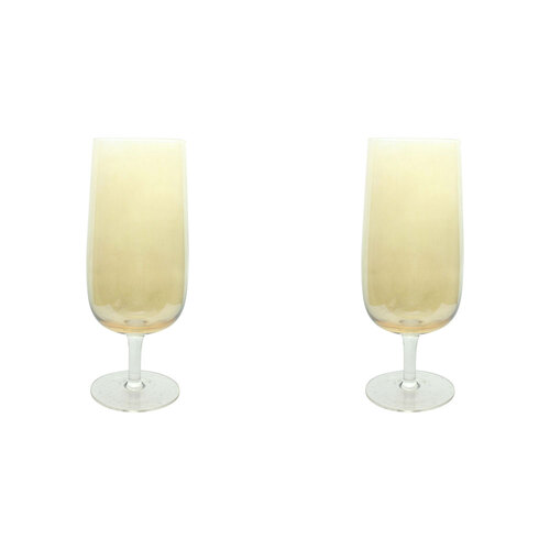 2PK LVD Stemmed Buff 18.5cm Beer Glass Drinking Glassware Cup - Yellow