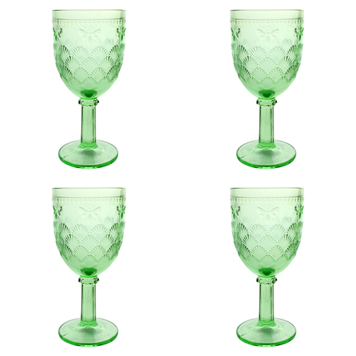 4PK LVD Stemmed Bee 17cm Red Wine Glass Drink Glassware - Soft Green