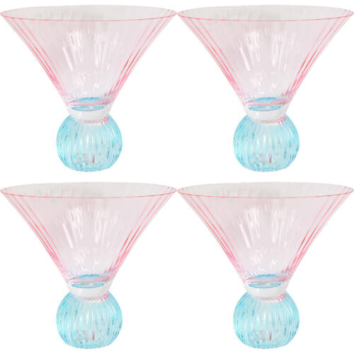 4PK LVD Bubble Ball Cocktail Dessert Barware/Glassware Decor 12.6cm - Pink Turq