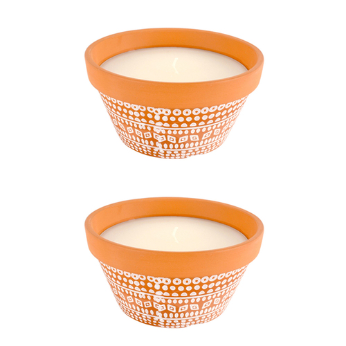 2PK Dragonfly Terracotta Pot Sandalwood Citronella 15cm Wax Candle