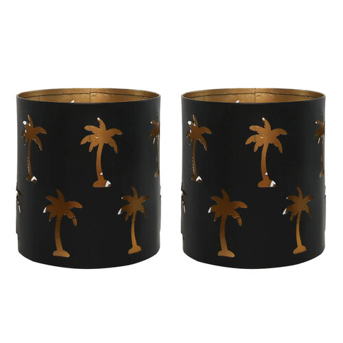 2PK Rayell 10cm Iron Votive Candle Holder Vacation Small - Black