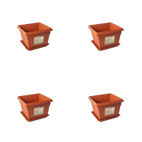 4PK Antheia Green Homewares 28x19cm Garden Pot w/ Saucer Assorted - Brown