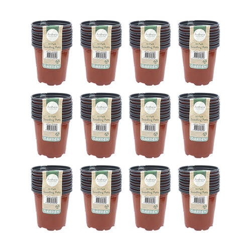 120pc Antheia Green Homewares Soft Plastic Seedling Pot 13x9cm - Brown
