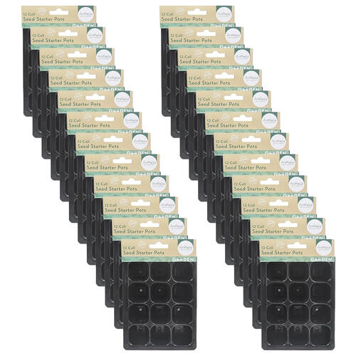 24x 3pc Antheia 12 Cell Seed Gardening Starter Pots Planter Pack Black