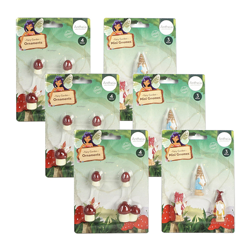 6PK Atheia Green Homewares Fairy Garden Mini Assorted