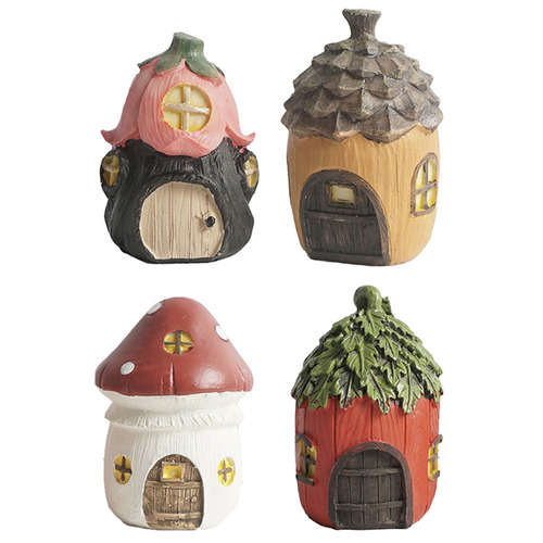 4PK Atheia Green Homewares Fairy Garden Mini Tree House Assorted - Online