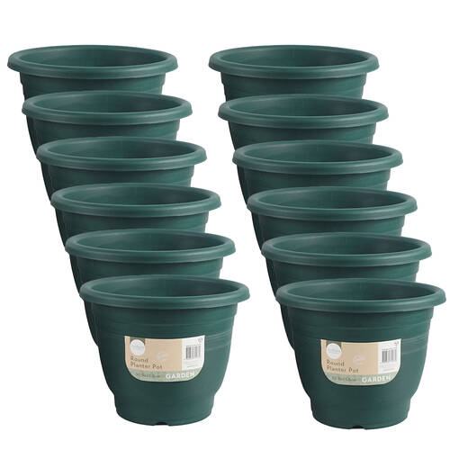 12PK Antheia Round Outdoor Garden Plastic Planter Pot 30.5x23.5cm Assorted