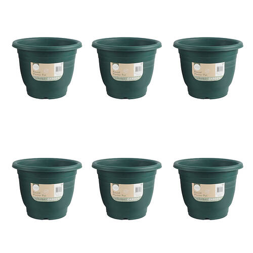 6PK Antheia Round Outdoor Garden Plastic Planter Pot 30.5x23.5cm Assorted