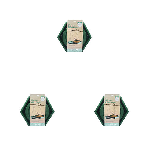 6pc Antheia Green Homewares Bird Bath & Bird Feeder Green 28cm