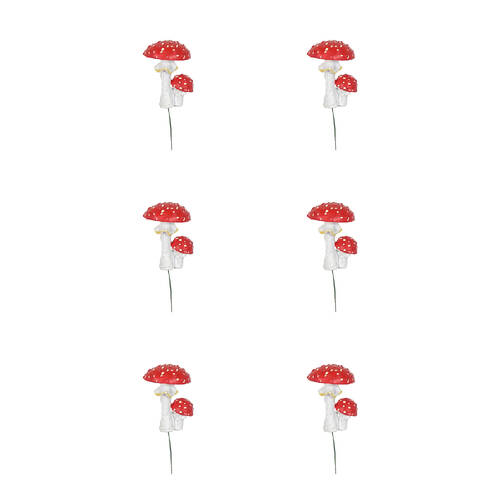6PK Antheia Green Homewares Resin Fairy Garden Double Mushroom 19cm
