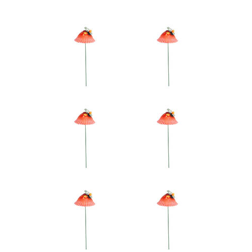 6PK Antheia Green Homewares Garden Stakes Mushroom & Insect 64cm