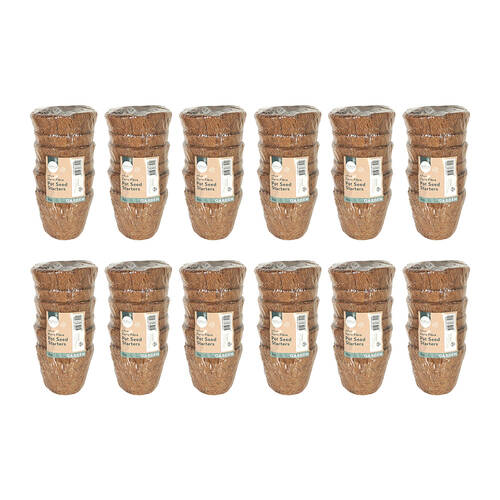 72pc Antheia Green Homewares 10cm Coco Fibre Pot Seed Starters Pot Brown