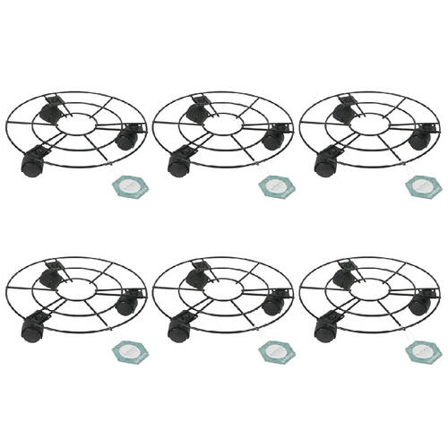 6PK Antheia Iron Plant Pot Stand Trolley 25x25cm - Black