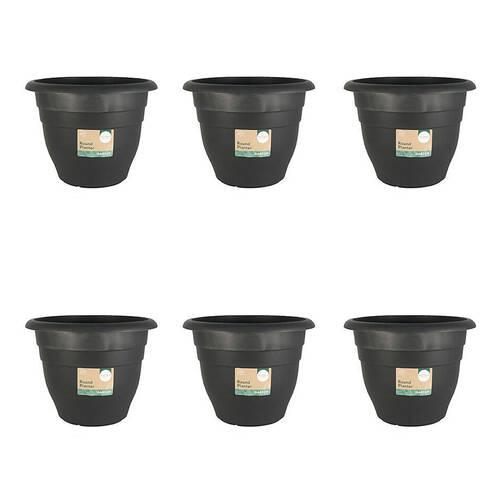 6PK Antheia Round Outdoor Gardening Plastic Planter Pot 40cm Assorted