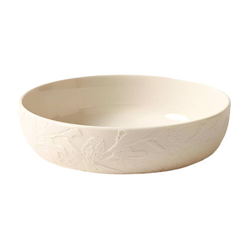 Pilbeam Living Banksia Shallow Dish Bowl Dish Porcelain Round White 16cm