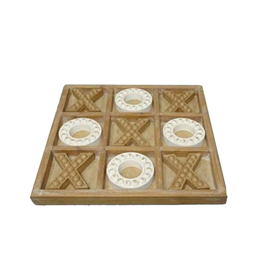 DWBH 27x2cm Wooden Checkerboard Decor - Natural/White