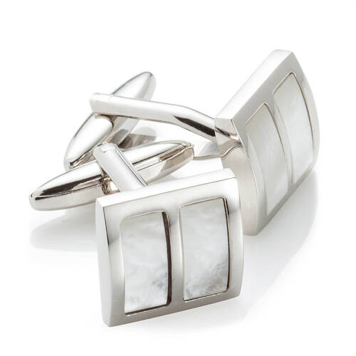 Geoffrey Beene Metal Alloy Pearl Stone Square Men's Formal Cufflink