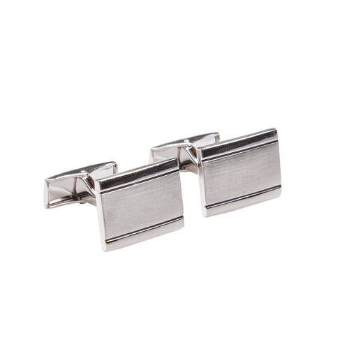 Geoffrey Beene Metal Alloy Silver Rectangle Men's Formal Cufflink
