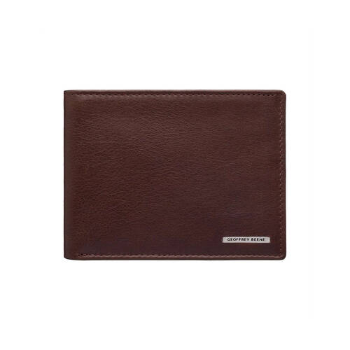 Geoffrey Beene Leather L-Fold Wallet w/ ID Window 23x9.5cm - Brown