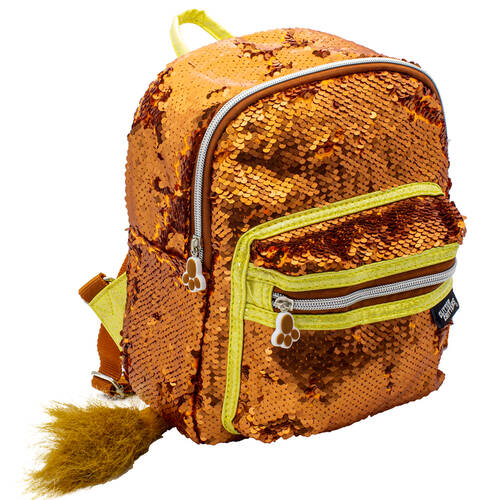 Glitter Critters Catch Me 2 Compartment Sequin Backpack - Lion