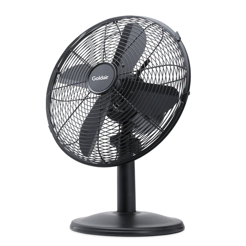 Goldair 35W Oscillating Metal 30cm Desk Fan - Matte Black