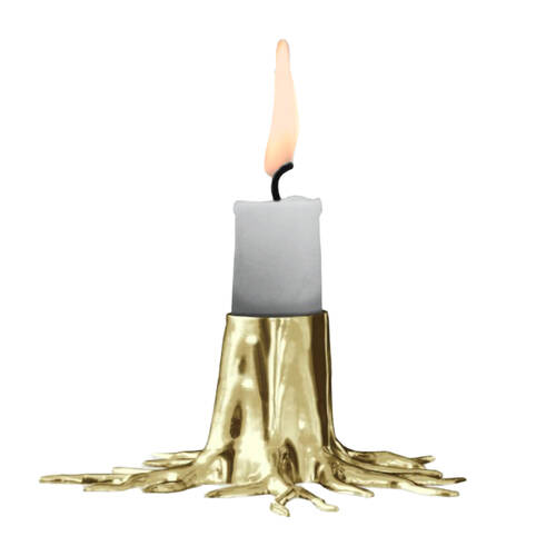 Garden Glory Candle Holder Stand Mini Root 10x6cm - Brass