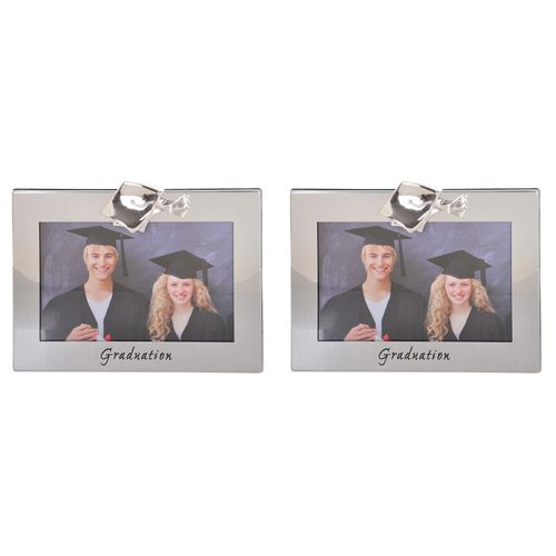 2PK Gibson Gifts Silver Graduation 6x4'' Photo Frame Rectangle