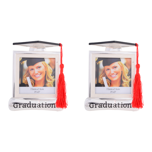 2PK Gibson Gifts Graduation Hat 3x3'' Photo Frame Rectangle Silver