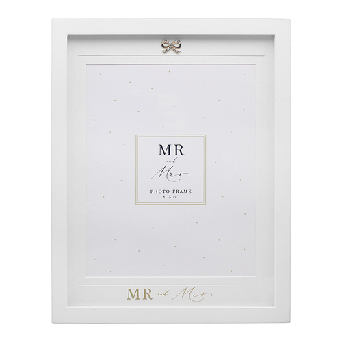 Gibson Gifts Jewelled Mr & Mrs Photo Frame 8x10" White