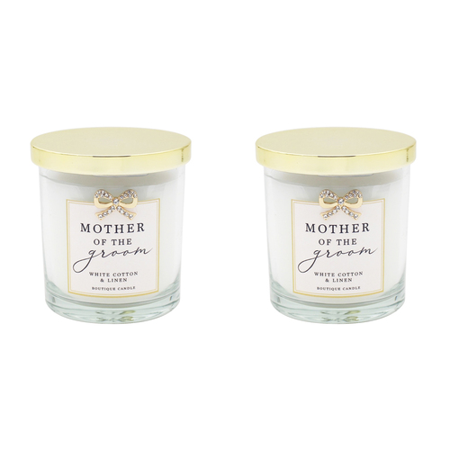 2PK Gibson Gifts Jewelled Scented Candle White Cotton/Linen Scent Mother/Groom