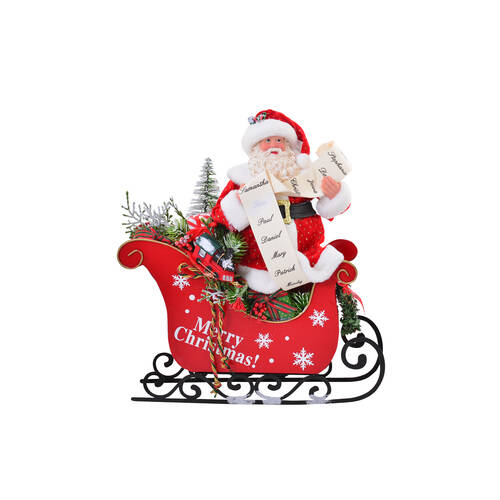 Gibson Gifts Classic Santa w/ Sleigh Christmas Decoration 120x280x300mm