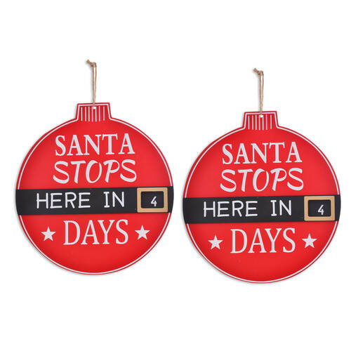 2PK Gibson Gifts Santa Stop Here Christmas Decoration Ornament 20x290x310mm