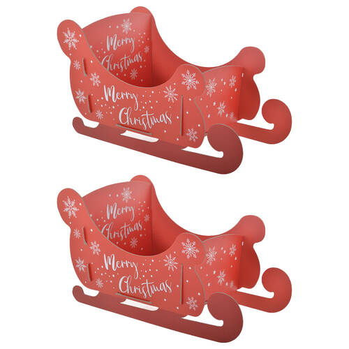 2PK Gibson Gifts Merry Christmas Themed Sleigh Gift Box Large 280x550x320mm