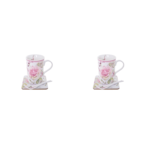 6pc Gibson Gifts Roses & Dandelion Mug/Spoon/Coaster Set w/ Box