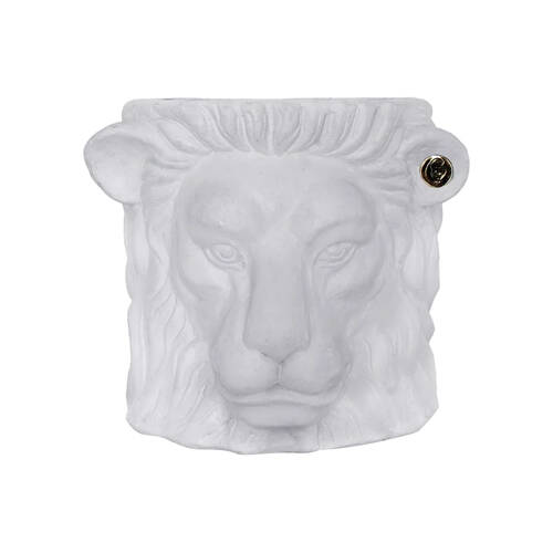 Garden Glory Lion Flower/Plant Pot Decor Small - White