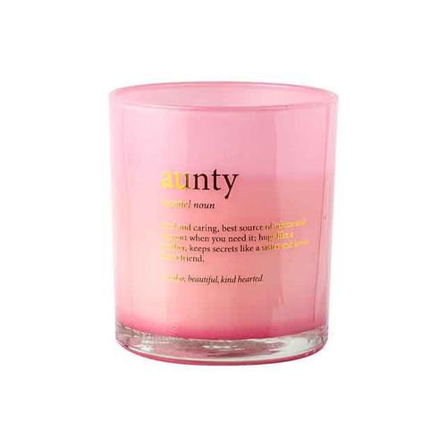 Aunty Noun Vanilla Scented Pink Pearlescent Candle Round 12.5cm