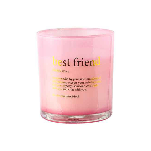Best Freind Noun Vanilla Scented Pink Pearlescent Candle Round 12.5cm