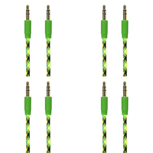 4PK Gecko Green/Yellow 1M Braided Aux Audio Cable