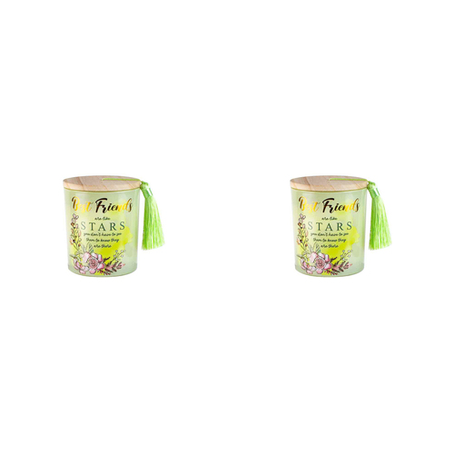 2PK Best Friends 300g Vanilla Scented Candle w/ Wood Lid & Tassel - Green