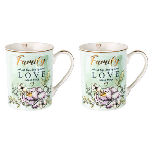 2PK LMD Family New Bone China Coffee Mug Drinkware 360ml - Green