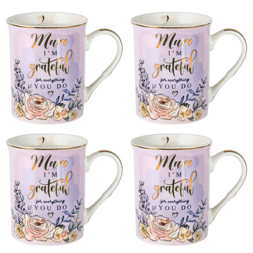 4PK LMD Mum New Bone China Coffee Mug 360ml Drinkware - Purple