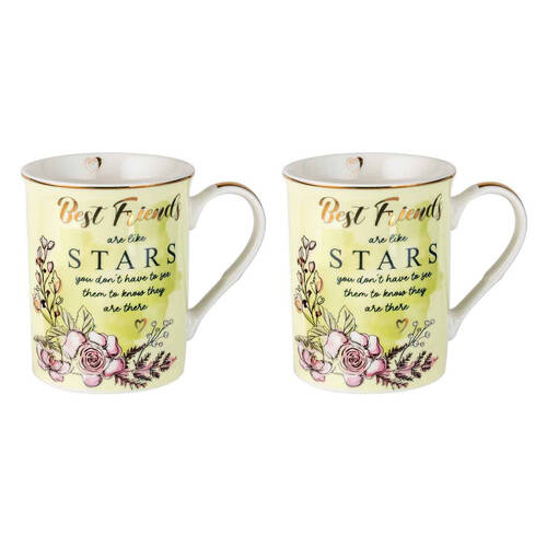 2PK LMD Best Friend New Bone China Coffee Mug 360ml - Yellow