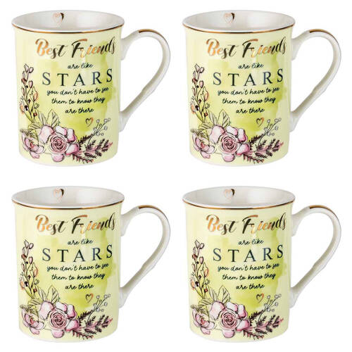 4PK LMD Best Friend New Bone China Coffee Mug 360ml - Yellow