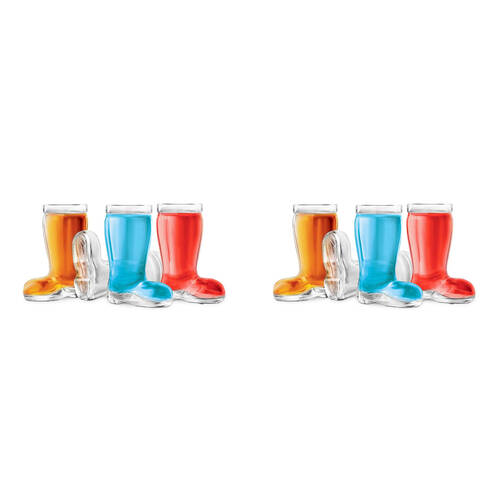 8pc Final Touch Boot Shot Glasses Set Drinkware 44ml - Clear