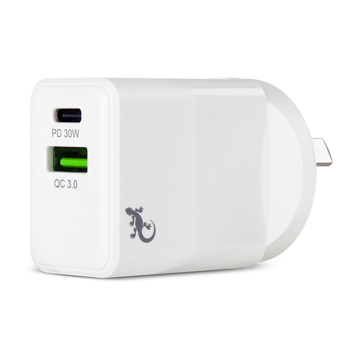 Gecko 30W PD Dual USB-C & QC3.0A Wall Charger