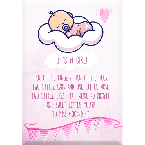 Glass Plaque Its A Girl 13 x 9cm Novelty Celebration Gift