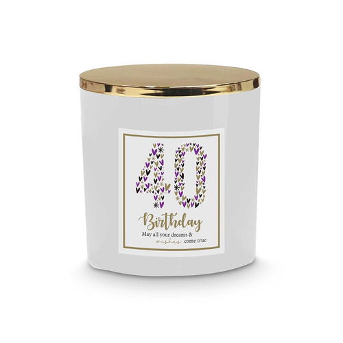 40th Heart Candle 9 x 8cm Novelty Fun Birthday Gift Set