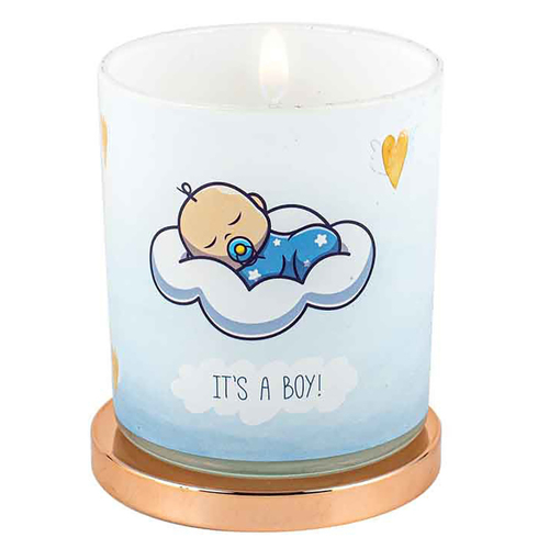 Its A Boy Candle Vanilla 45hr Burn Time 9 x 8cm Keepsake Gift Set
